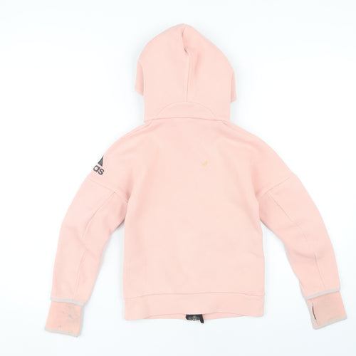 Adidas Girls Pink Full Zip Hoodie - 7-8 Years