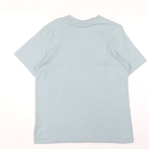 Adidas Men Blue T-Shirt Crew Neck S Logo Accent