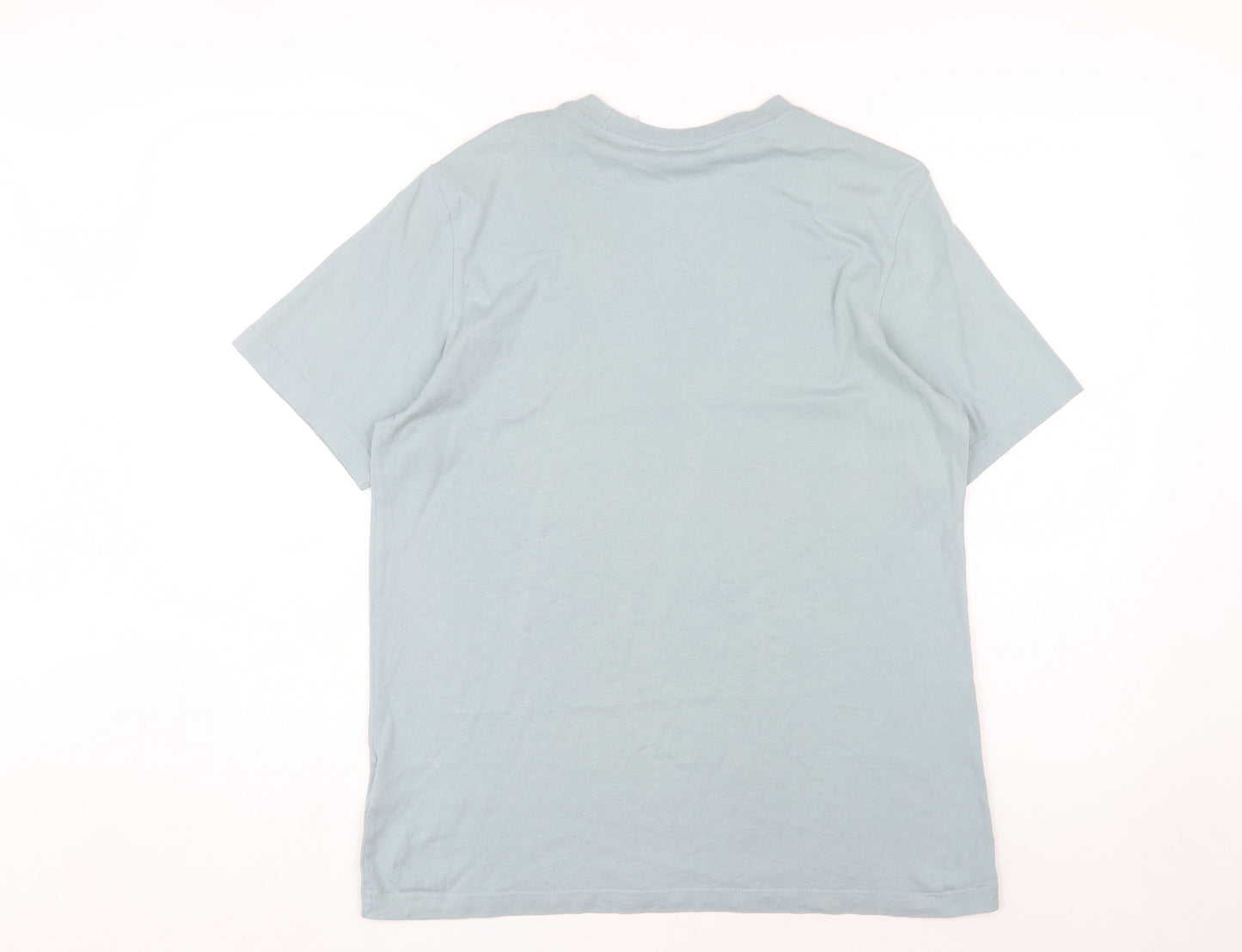 Adidas Men Blue T-Shirt Crew Neck S Logo Accent