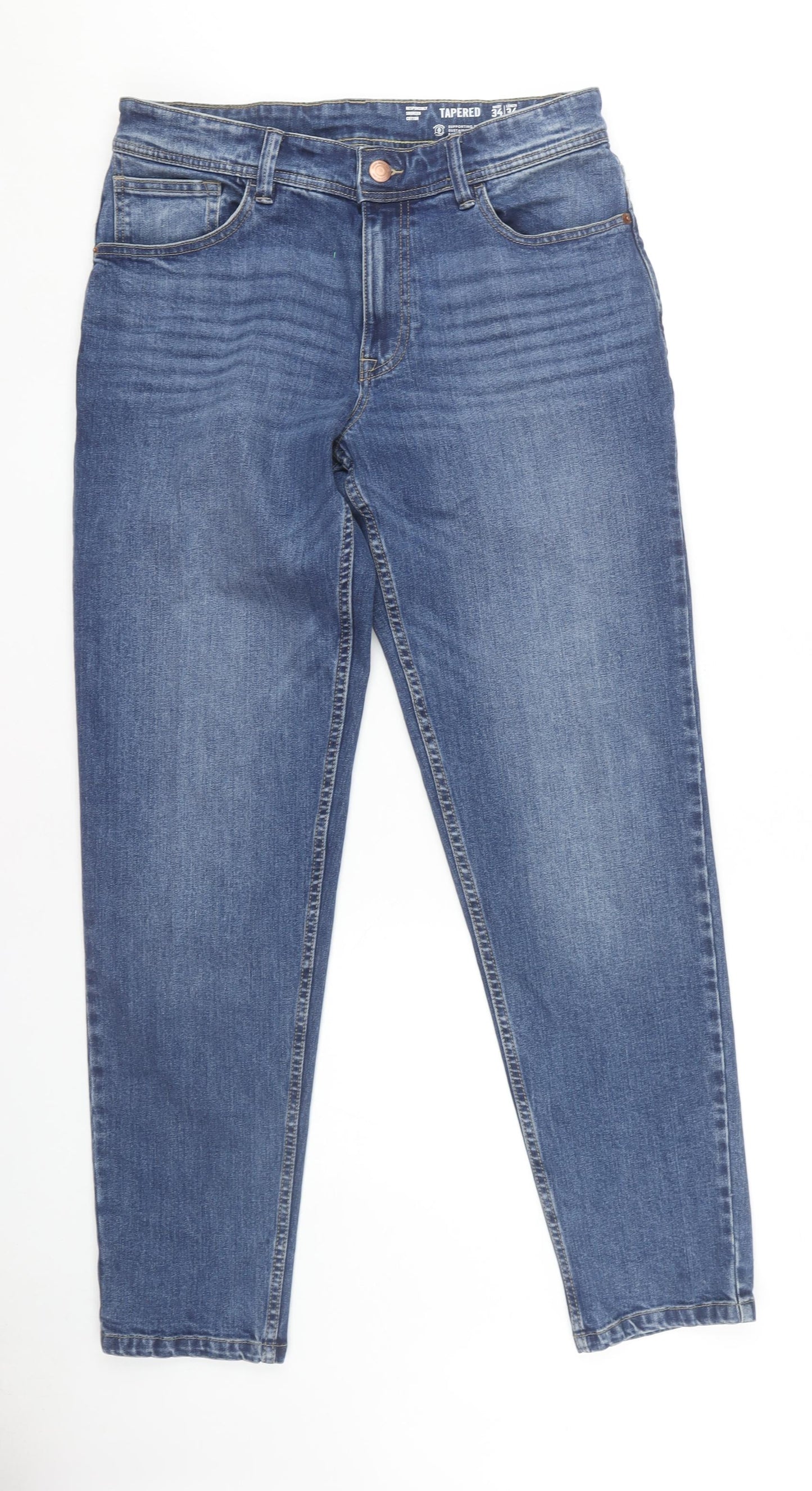 F&F Men's Blue Tapered Jeans, Size 34, Medium Wash