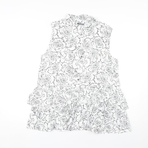 Beloved Women's White Floral Sleeveless Blouse Size 12