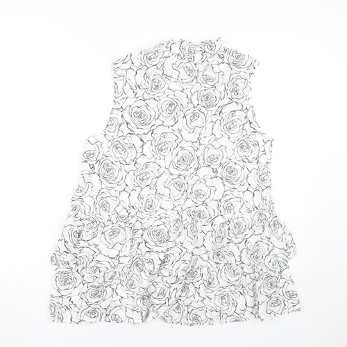 Beloved Women's White Floral Sleeveless Blouse Size 12