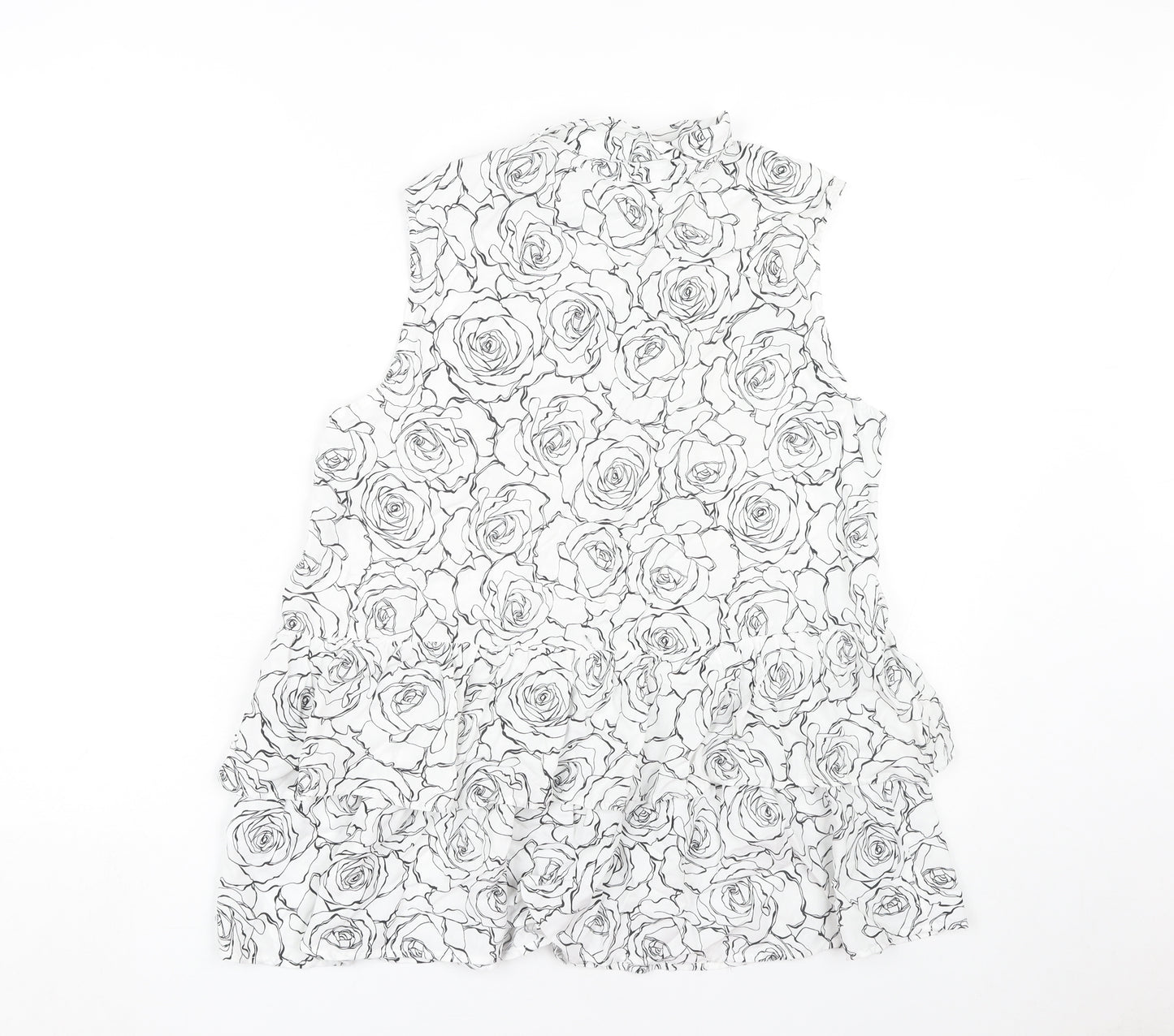 Beloved Women's White Floral Sleeveless Blouse Size 12