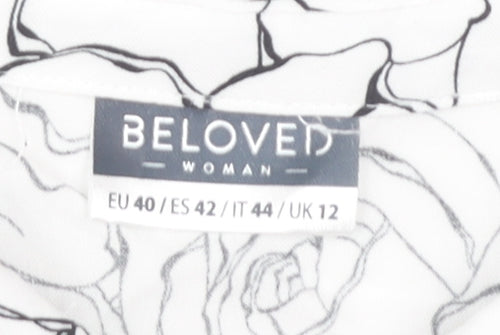 Beloved Women's White Floral Sleeveless Blouse Size 12