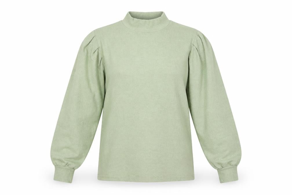 Front view of Stradivarius Women’s Green Mock Neck Jumper, size UK 12