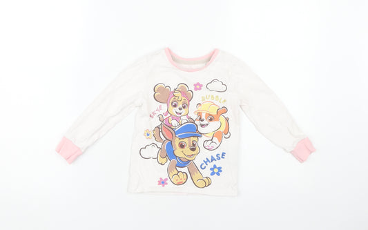 Nickelodeon Girls White Pyjama Top 3-4 Years - PAW Patrol Print