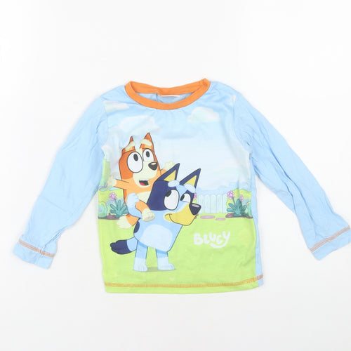 Bluey Boys Pyjama Top 3-4 Years Blue Green Long Sleeve