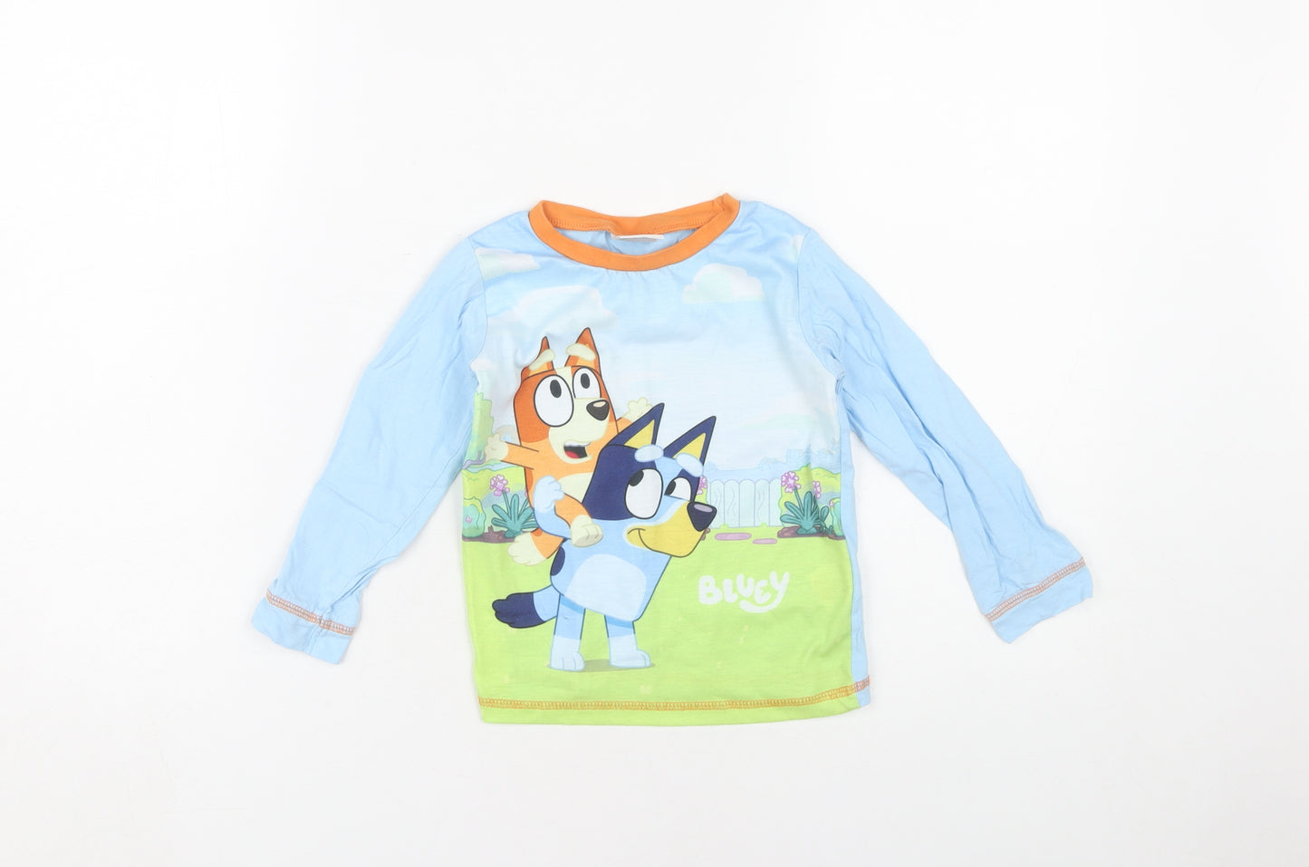 Bluey Boys Pyjama Top 3-4 Years Blue Green Long Sleeve
