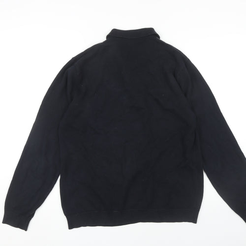 Next Men's Black Long Sleeve Polo Shirt Large