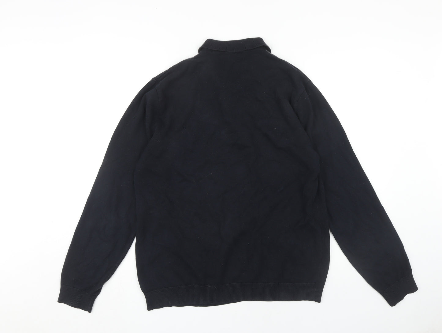 Next Men's Black Long Sleeve Polo Shirt Large