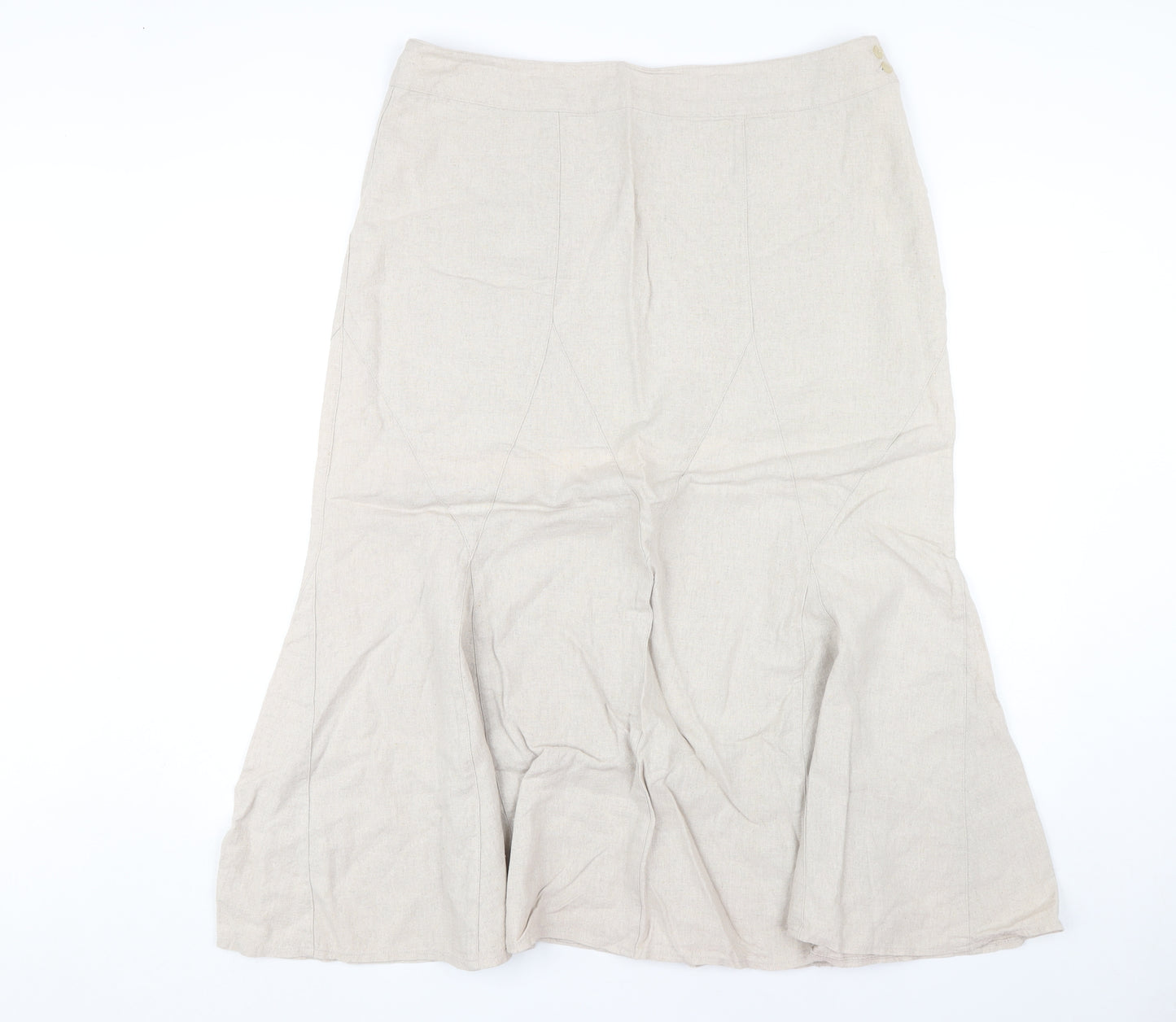 Mia Moda Women's Beige Flare Midi Skirt, Size 16