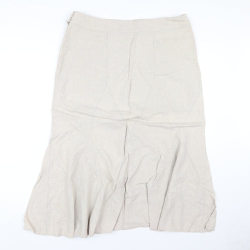 Mia Moda Women's Beige Flare Midi Skirt, Size 16