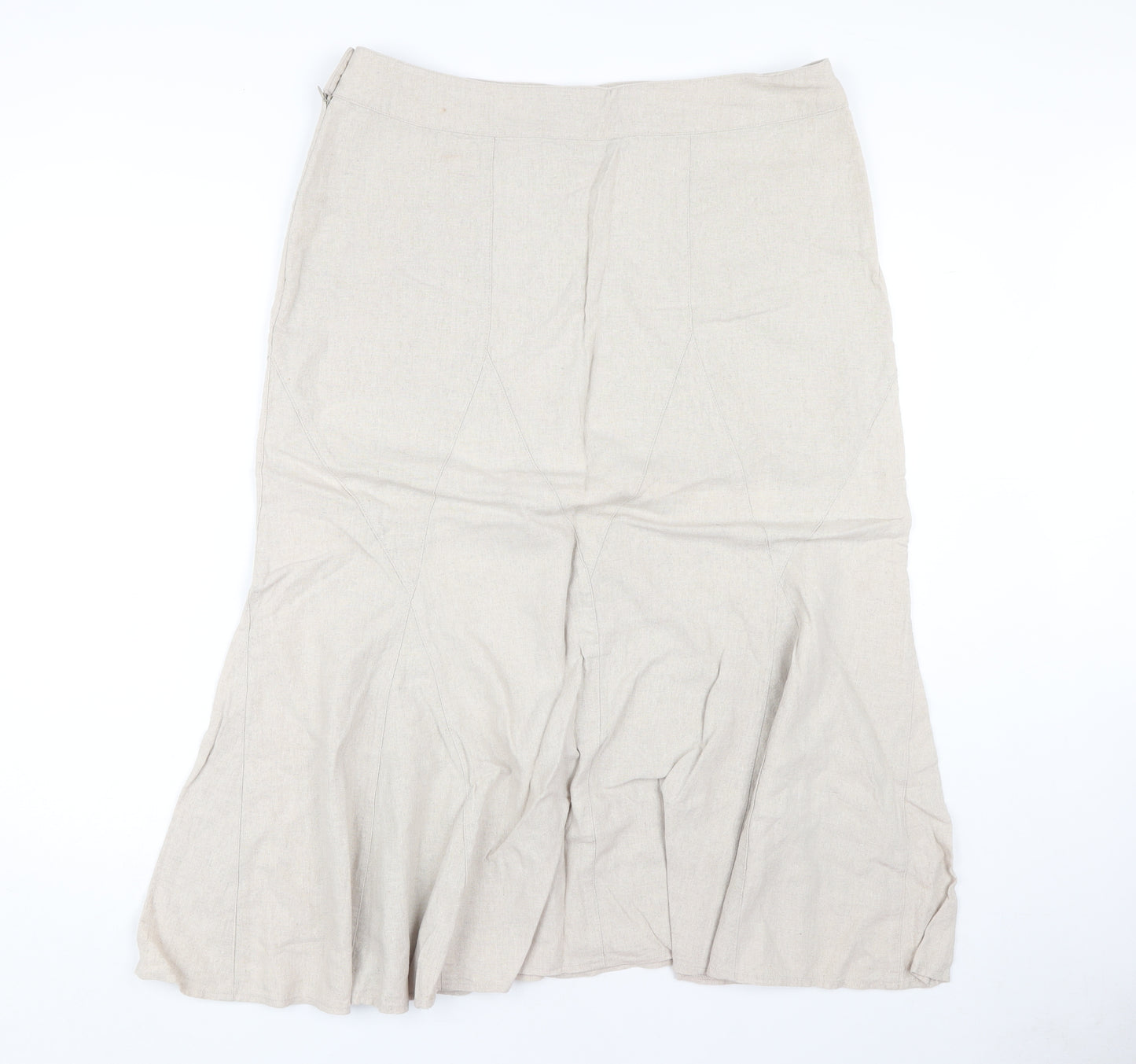 Mia Moda Women's Beige Flare Midi Skirt, Size 16