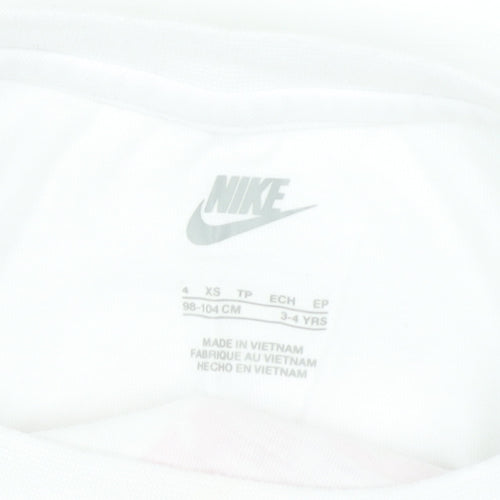 Nike Girls Graphic T-Shirt, White/Pink, 3-4 Years