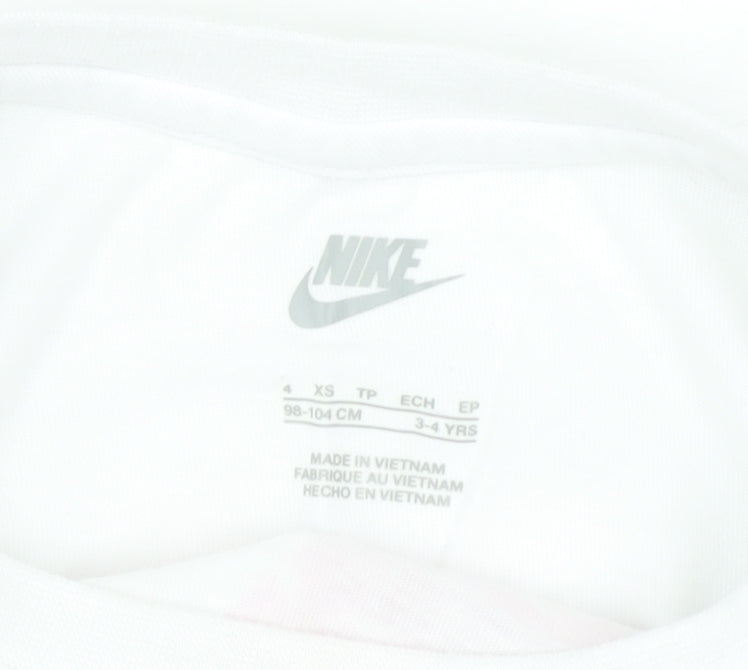 Nike Girls Graphic T-Shirt, White/Pink, 3-4 Years