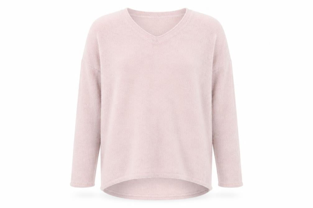 Front view of Blue Vanilla Women's Pink V-Neck jumper
