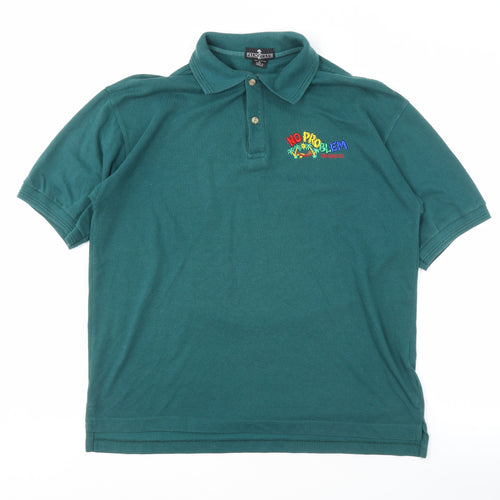 Palm Club Men's Green XL Graphic Print Polo Shirt