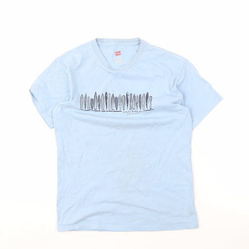 Hanes Unisex Adults Blue Basic T-Shirt M
