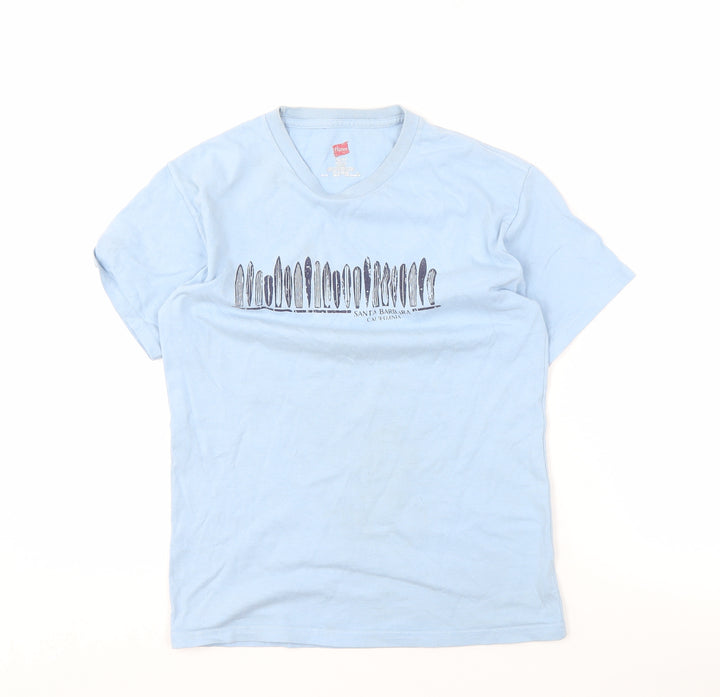 Hanes Unisex Adults Blue Basic T-Shirt M