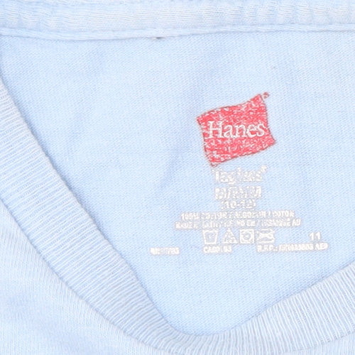 Hanes Unisex Adults Blue Basic T-Shirt M