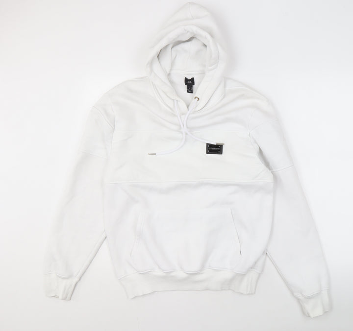 River Island Men's White Pullover Hoodie S