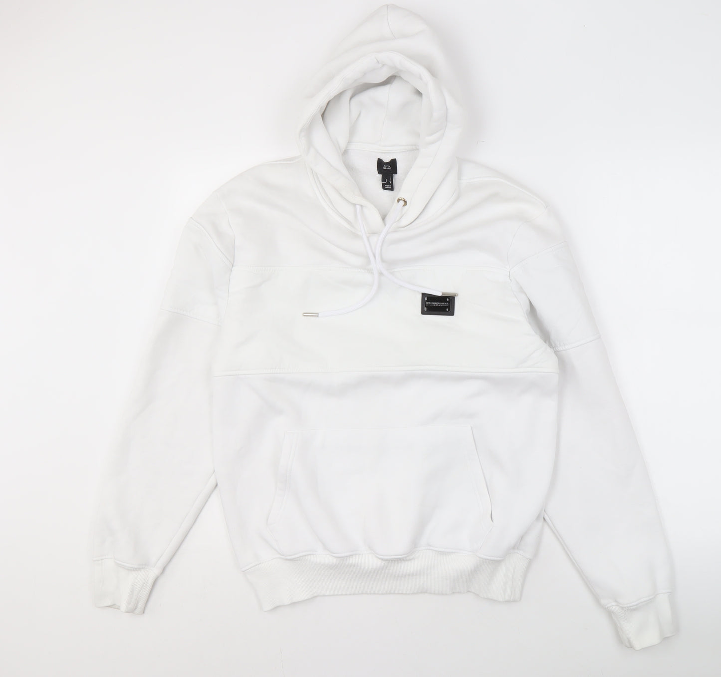River Island Men's White Pullover Hoodie S