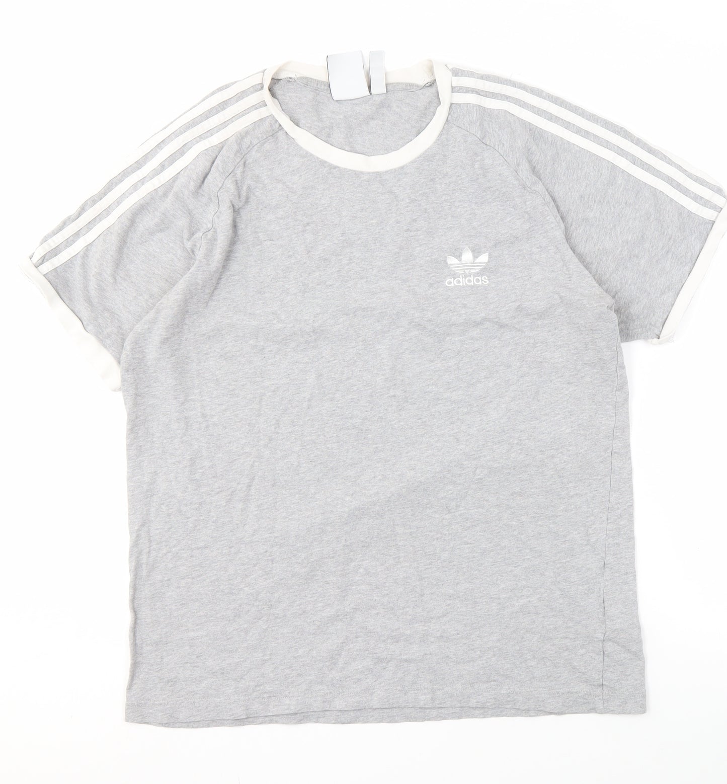 Adidas Men's Grey Cotton T-Shirt, L, Crew Neck, Short Sleeve