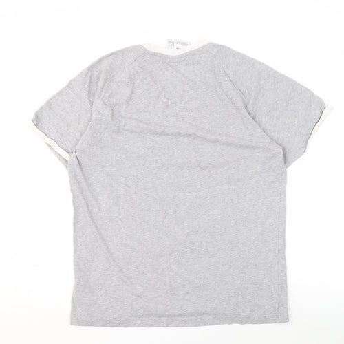 Adidas Men's Grey Cotton T-Shirt, L, Crew Neck, Short Sleeve