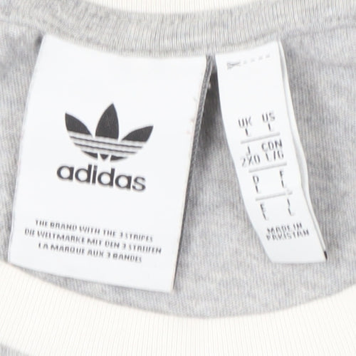Adidas Men's Grey Cotton T-Shirt, L, Crew Neck, Short Sleeve