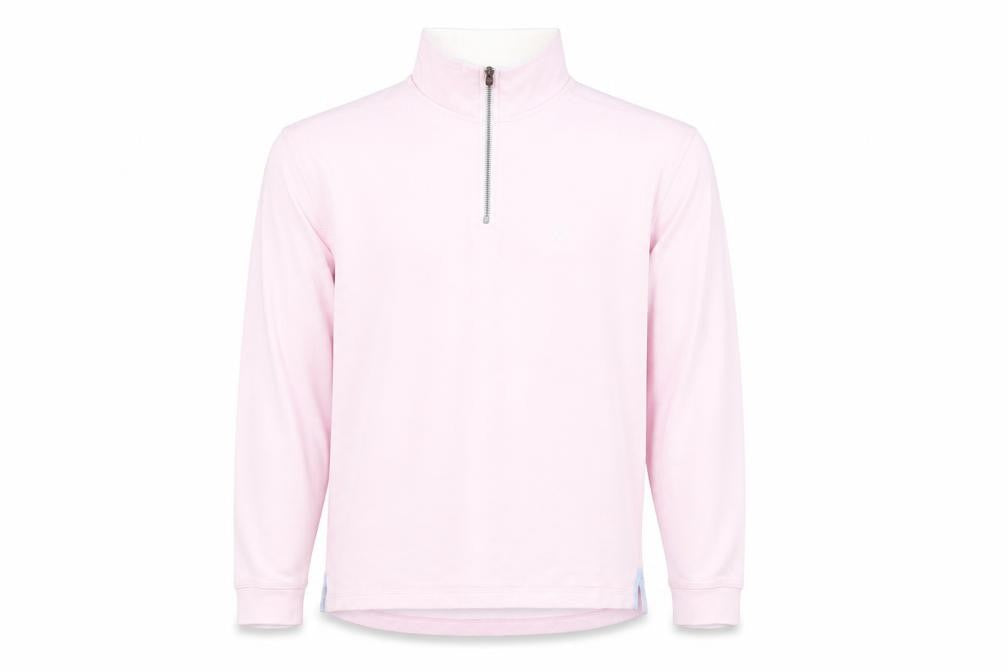 Front view of Crew Clothing Men's Pink M 1/4 Zip Sweatshirt
