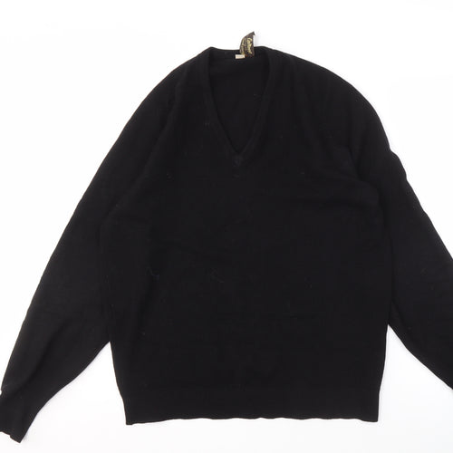 Cochranes of Chester Men's Black Wool V-Neck Jumper L