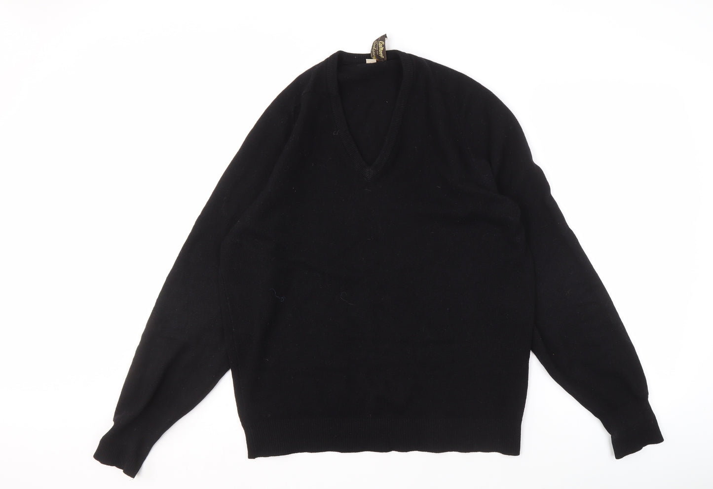 Cochranes of Chester Men's Black Wool V-Neck Jumper L