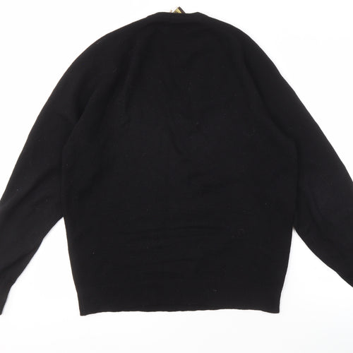 Cochranes of Chester Men's Black Wool V-Neck Jumper L