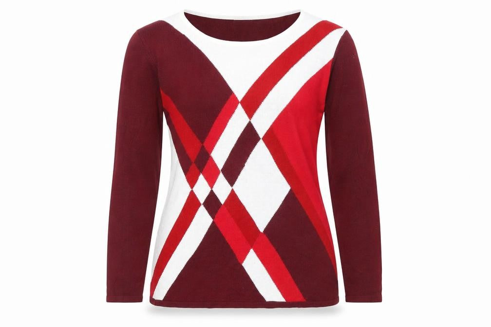 Front view of Damart Women's Multicoloured M Knit Argyle T-Shirt