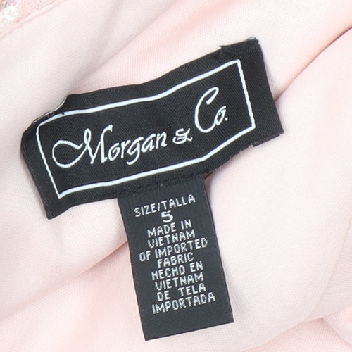 Morgan & Co. Pink Sequin Long Dress, S, Party