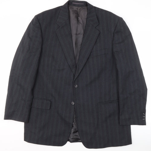 Daniel Drescott Men's Grey Striped Blazer, Size 46R
