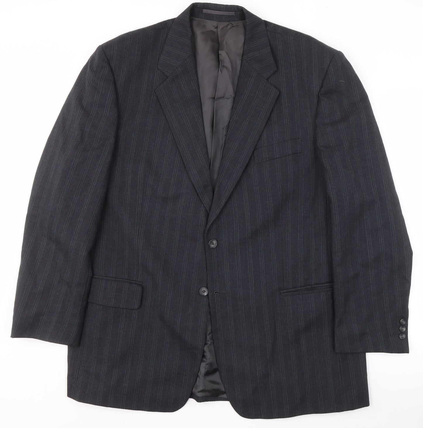 Daniel Drescott Men's Grey Striped Blazer, Size 46R