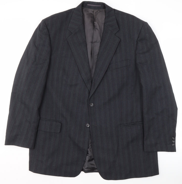 Daniel Drescott Men's Grey Striped Blazer, Size 46R