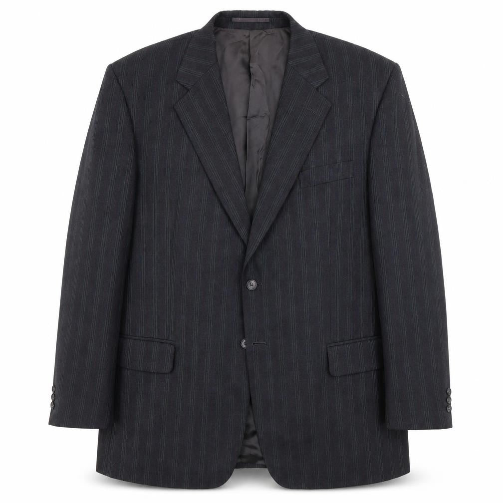 Front view of Daniel Drescott Men's Grey Striped Blazer, size 46R