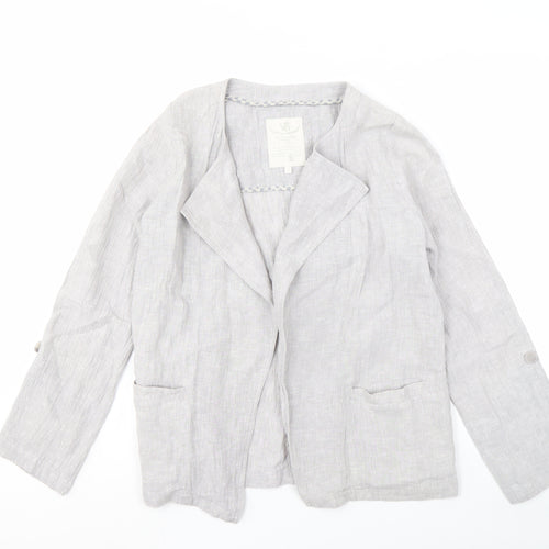White Stuff Women's Grey Linen Blazer Size 8