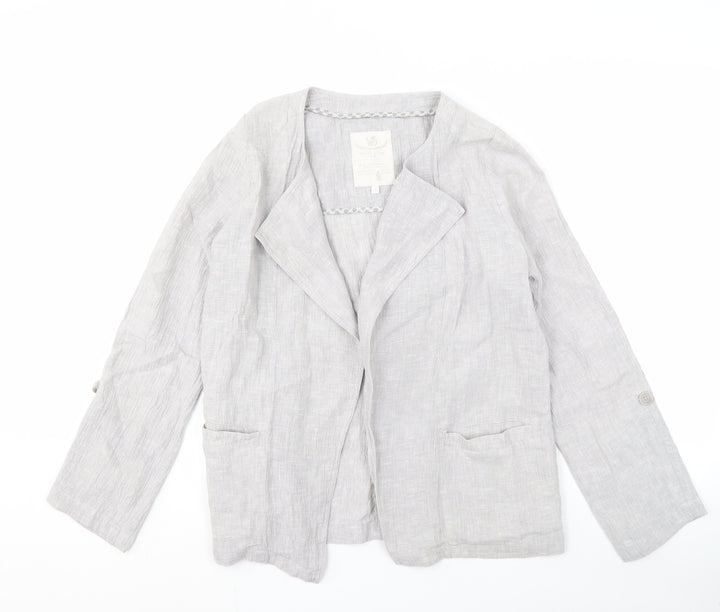 White Stuff Women's Grey Linen Blazer Size 8
