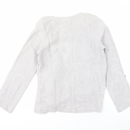 White Stuff Women's Grey Linen Blazer Size 8