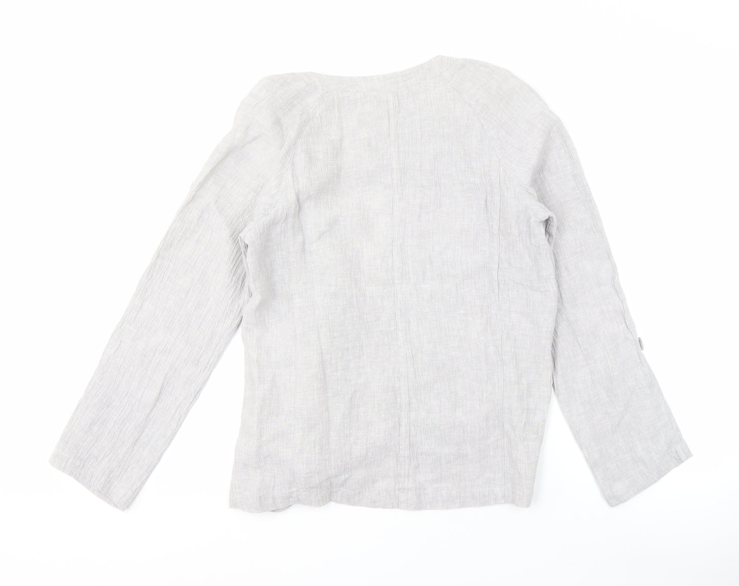 White Stuff Women's Grey Linen Blazer Size 8