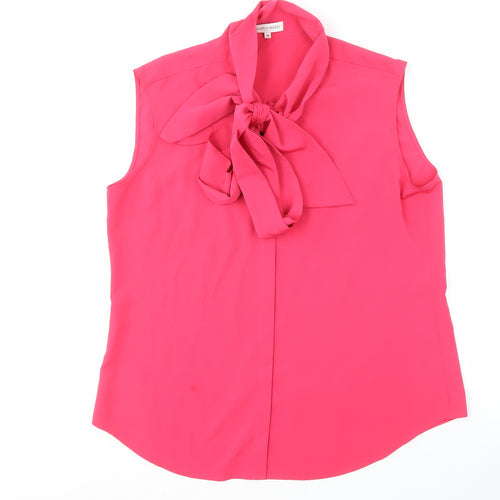 Austin Reed Women's Pink Blouse Size 18 Sleeveless Bow