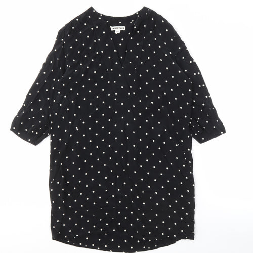 Whistles Women's Black Polka Dot Shirt Dress Size 8