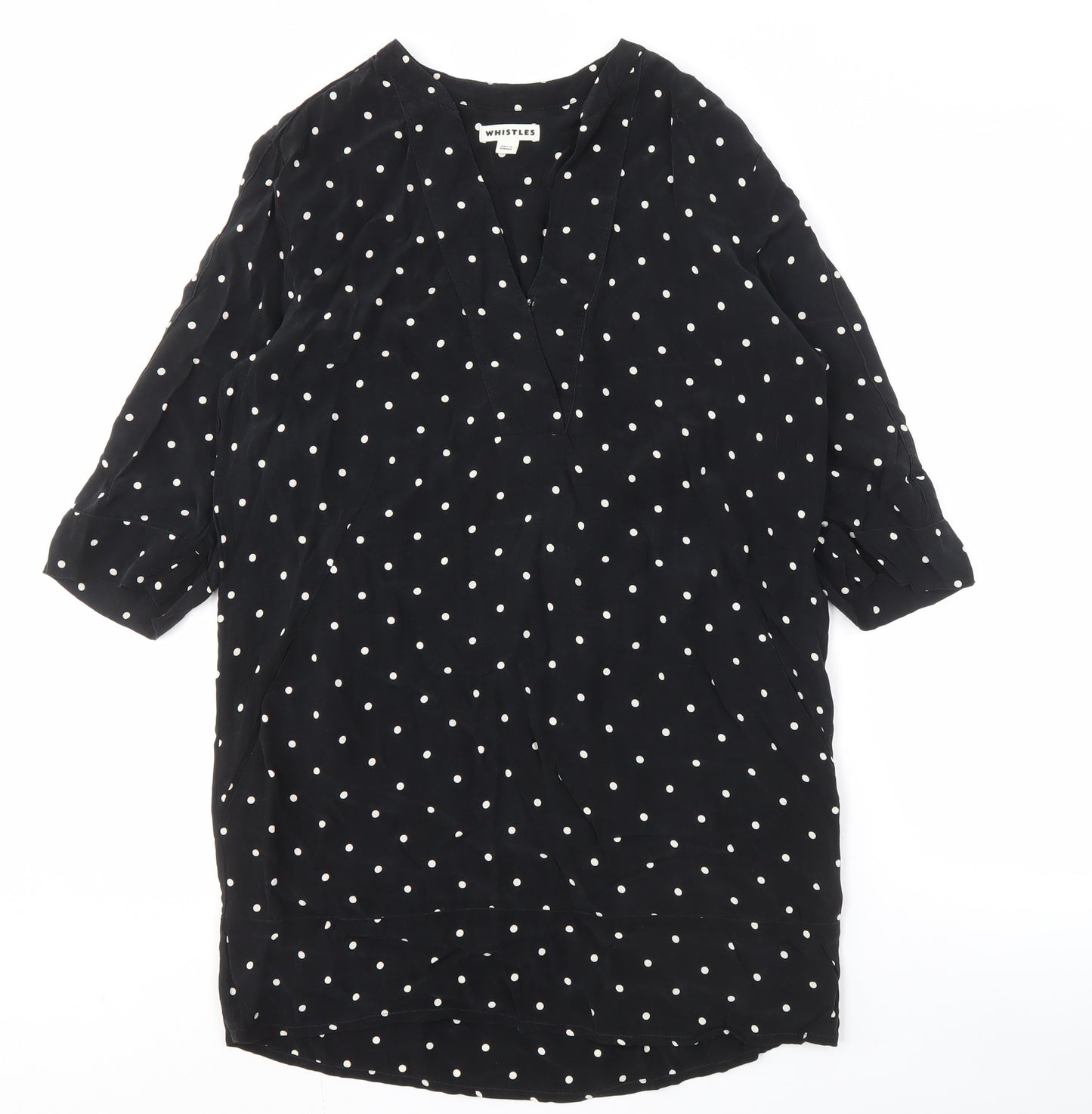 Whistles Women's Black Polka Dot Shirt Dress Size 8