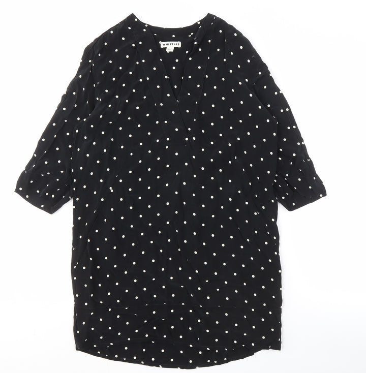 Whistles Women's Black Polka Dot Shirt Dress Size 8