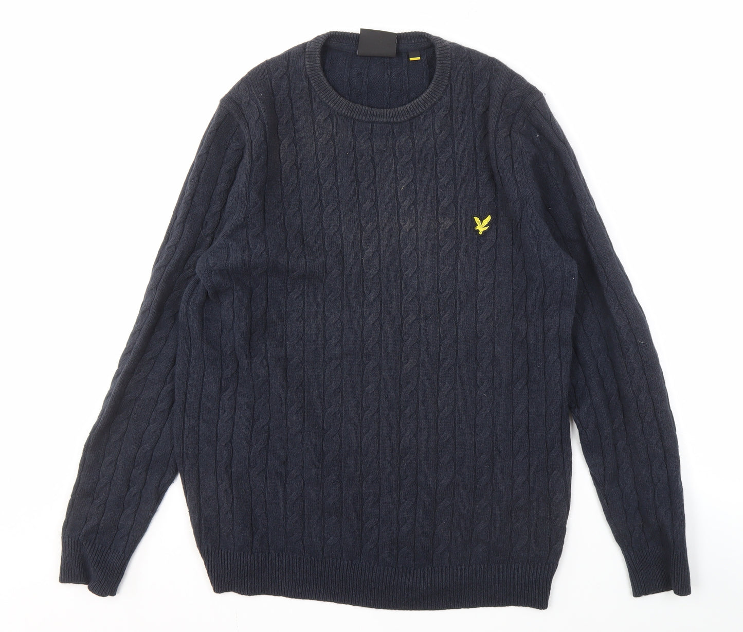 Lyle & Scott Men's Blue Cable-Knit Pullover Jumper L