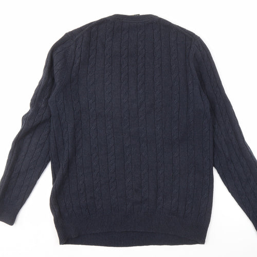 Lyle & Scott Men's Blue Cable-Knit Pullover Jumper L