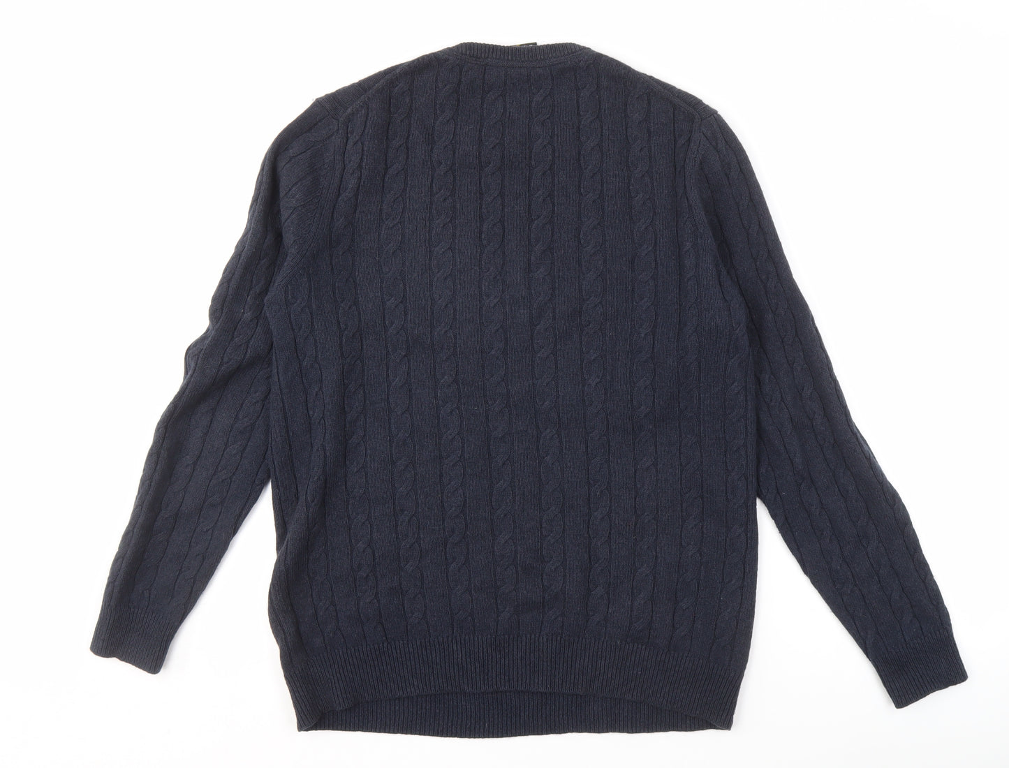 Lyle & Scott Men's Blue Cable-Knit Pullover Jumper L